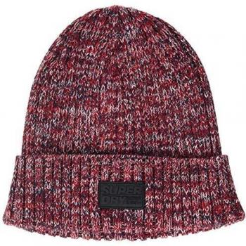 Superdry Upstate Beanie Gorro de Punto, Rojo