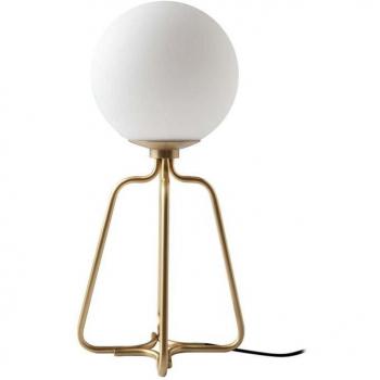 Lámpara de sobremesa ANGEL CERDÁ 8049C, acero dorado y cristal blanco, color dorado y blanco, dimensiones 16,5 x 16,5 x 35,5 cm