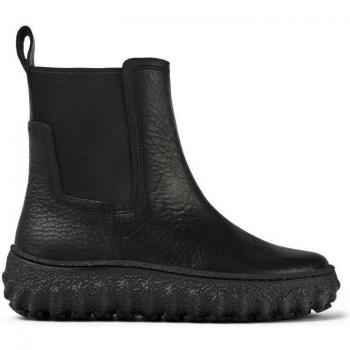 Camper Ground Women's Black Leather Ankle Boots with Lug Sole