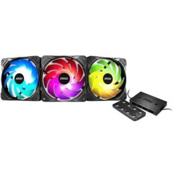 Ventilador ARGB MSI MAX F12A-3H 120mm (3 Pack) con Controlador y Remote, Negro