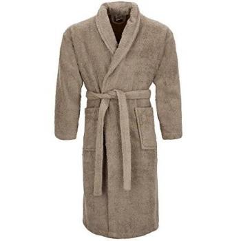 Burrito Blanco Albornoz de Ducha Liso para Hombre y Mujer con Cuello de Esmoquin Liso Talla M, Color Piedra