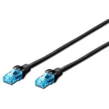 DIGITUS CAT 5e U-UTP Patch Cable, 1m, Network, LAN DSL Ethernet Cable, PVC, CCA, AWG 26/7, Negro