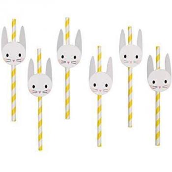 My Little Day My MLD-PAMINILAPI - Juego de 12 pajitas de papel, diseño de conejo, multicolor