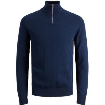Jersey Jack & Jones JJEEMIL NOOS, Jersey de punto con media cremallera, color navy, para hombre