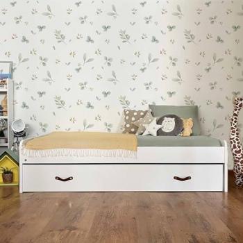 Cama Nido Elevable Aglomerado Blanco con Somier y Colchones 105/90 cm
