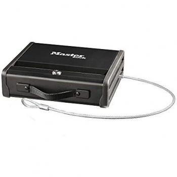 MASTER LOCK Caja Fuerte Compacta [con Llaves] [con Cable] PP1KML - Ideal para objetos de valor, dispositivos electrónicos, pequeños, arma corta
