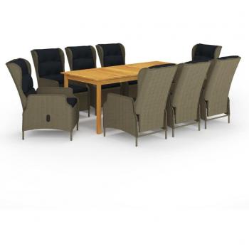 9-Piece Brown Garden Dining Set
