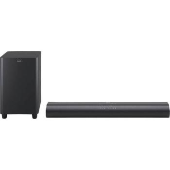 Barra de Sonido Philips TAB6100 2.1 con Subwoofer Inalámbrico, Dolby Atmos y Bluetooth - 400W, Gris Metálico