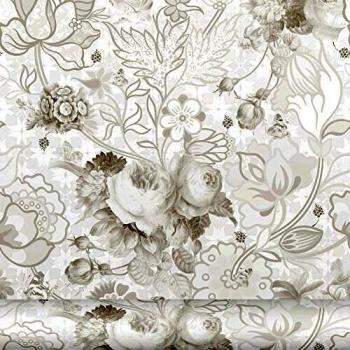 Equipo DRT Berenice - Papel pintado floral, color gris piedra, 1 rollo