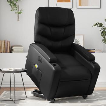 Sillón de masaje elevable eléctrico de cuero sintético en negro, crema y marrón - Sillón cómodo para dormitorio, silla relax y sofá