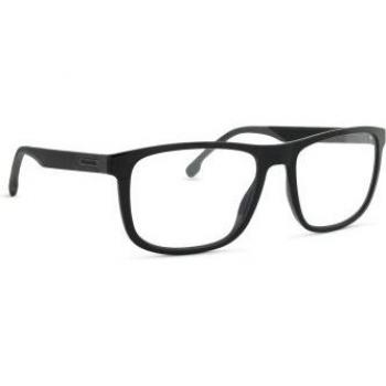 Carrera 8053/CS 807 M9 55 Rectangular Unisex Eyeglasses with Clip-On Solar Lenses - Black Plastic