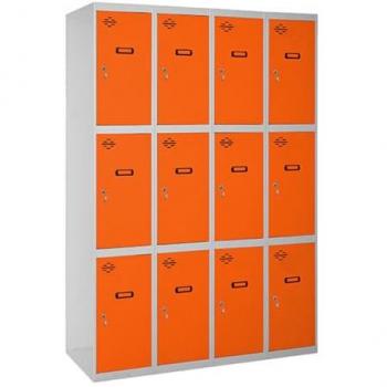 Taquilla Metálica SIMONLOCKER Profesional 3 Puertas 300(1200)GR Gris/Naranja 1800x1200x500