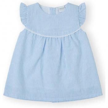 Vestido de bebé niña en popelín a rayas 100% algodón