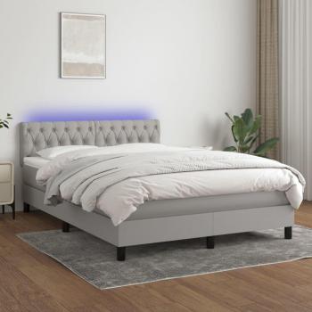 Colchón box spring de muelles con tela LED gris claro 140x190 cm