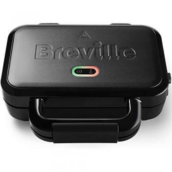 Breville excepcional sandwichera para rellenos generosos | Sandwichera para 2 sándwiches | Placas antiadherentes extraíbles | Acero inoxidable | Color negro [VST082X]