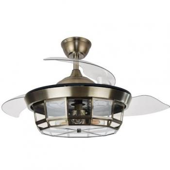 Ventilador DC Tornado Cuero 3 E27 91D 3 Aspas Desplegables con Control Remoto y Temporizador