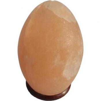Lámpara de Sal del Himalaya AWArtisan con forma de Huevo y Base de Madera