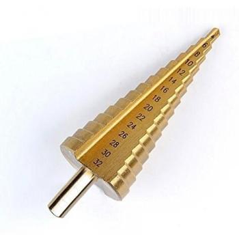 Zology Brocas de Cono Escalonado Fijadas para Taladros Manuales y Taladros de Banco Cortador de Orificios Recubierto de Titanio Tamaño 4mm-32mm
