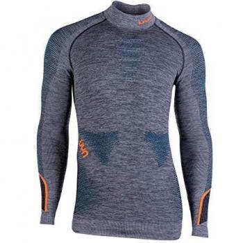 UYN AMBITYON UW LG_SL - Camiseta Interior de Cuello de Tortuga, Color Negro y Naranja Brillante, Talla S/M