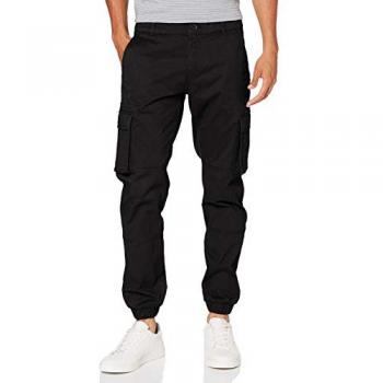 Only & Sons Cam Stage Black Cargo Pants with Elastic Cuff - Men's Tapered Fit 29/34
