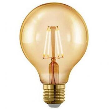 EGLO Bombilla LED E27 regulable, Golden Vintage, luz LED de iluminación retro, 4 vatios, equivalente a 30 vatios, 320 lúmenes, blanco cálido, 1700 Kelvin, bombilla Edison G80, diámetro 8 cm