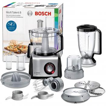 Bosch MC812M844 MultiTalent 8 Robot de cocina con accesorios, 1.250 W, 3.9 litros de capacidad, color negro y acero inoxidable