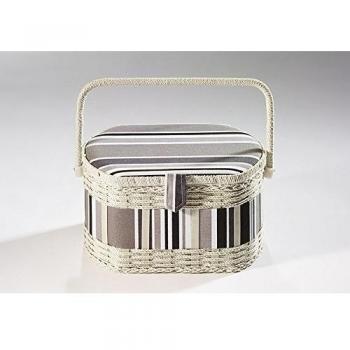 Sewing box sewing basket, 19x27x16 cm, Bast, Grey White
