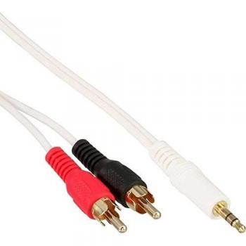 Cable de audio 3,5mm a 2x RCA (Cinch) blanco y dorado, 10m