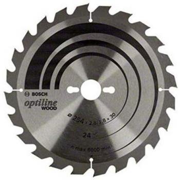 Sierra Circular Bosch Optiline Wood 254 x 30 mm, Grosor de Diente 2.8/1.8 mm, 24 Dientes