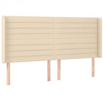 Cabecero con LED de tela color crema 163x16x118/128 cm