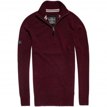 Superdry Hombre Harlo Logo Half Zip Cremallera, Rojo, Medium