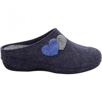Cómoda Zapatilla de casa para mujer CHOLET-01 de Westland by Josef Seibel, en lana natural azul con cuña ligera forrada al tono, altura tacón bajo (1-3 cm), referencia 115022