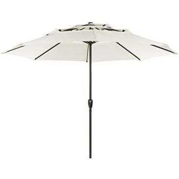 Sombrilla de Jardín Octagonal Beige Claro 285 cm con Varilla de Acero y Mecanismo de Manivela, Resistente a UV