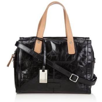 Bodenschatz Avelliono 4-412 AO 01 - Bolso con asas de cuero para mujer, color negro, talla 33x21x16 cm