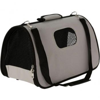 Transportín para pequeñas mascotas con asa gris 25x25x43 cm