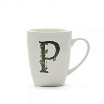 La Porcellana Taza Letra P, Color Blanco