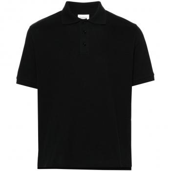 Saint Laurent Men's Piquet Cotton Polo Shirt in Black | Size Medium | 798944Y37HC1000