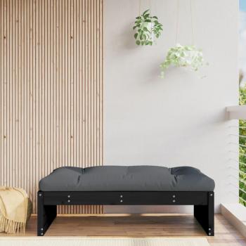 Taburete de jardín reposapiés madera maciza de pino negro 120x80 cm