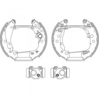 Kit de frenos de tambor HELLA 8DB 355 003-931 con cilindro de rueda y elemento de ajuste para CITROEN/PEUGEOT 106 II
