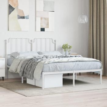 Cama de metal blanca con cabecero 140x190 cm