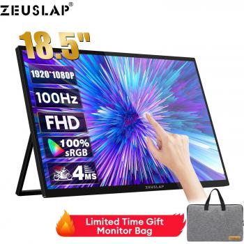 Monitor portátil ZEUSLAP Z18T - Pantalla táctil de 18.5 pulgadas, 100Hz, 100% sRGB, soporte de pantalla