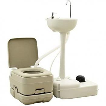 Set de inodoro portátil 10+10L y lavabo de camping 20L gris