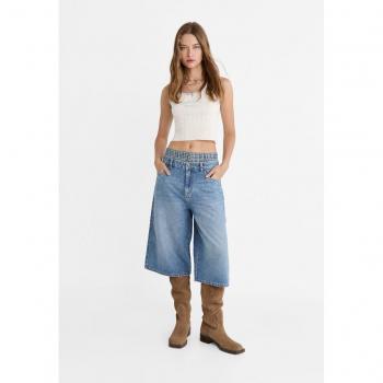 Stradivarius Oversize Bermuda Jorts Blue Denim 12/16