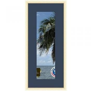 Marco de fotos de pared 14 x 14 x 47 x 47 marco, moderno, 2,3 cm de longitud, de madera, madera, Blanc Cassé-39, Passe-Partout Bleu Fonce