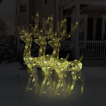 Acrylic Reindeer Christmas Decorations 3 pcs 120 cm Warm White