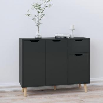 Aparador de aglomerado negro brillante 90x30x72 cm madera multicapa