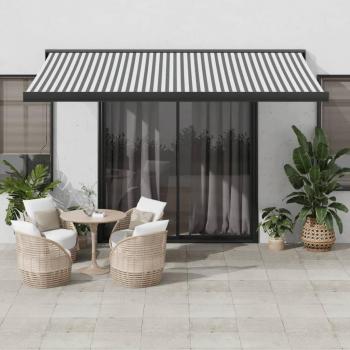 Toldo retráctil de aluminio y tela gris antracita y blanco 4,5x3 m