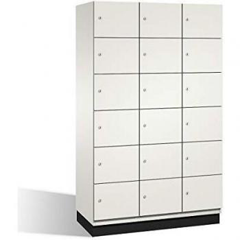 Armario de Compartimentos Bajo Llave C+P Cambio con 6 Compartimentos y Puertas HPL, Blanco, 1200 mm