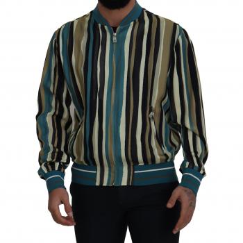 Dolce & Gabbana Multicolor Viscose Stripes Full Zip Jacket