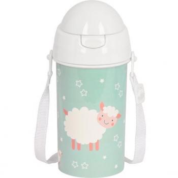 Botella Safta Preescolar Ovejita 500ml con Apertura Automática y Pajita Verde